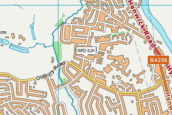 WR2 6JH map - OS VectorMap District (Ordnance Survey)