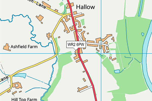 Hallow Lawn Tennis Club map (WR2 6PW) - OS VectorMap District (Ordnance Survey)