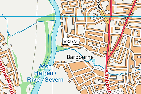 WR3 7AF map - OS VectorMap District (Ordnance Survey)