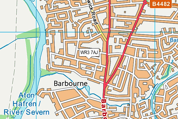 WR3 7AJ map - OS VectorMap District (Ordnance Survey)