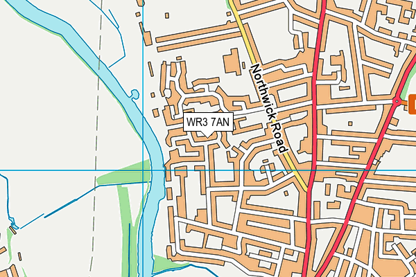 WR3 7AN map - OS VectorMap District (Ordnance Survey)