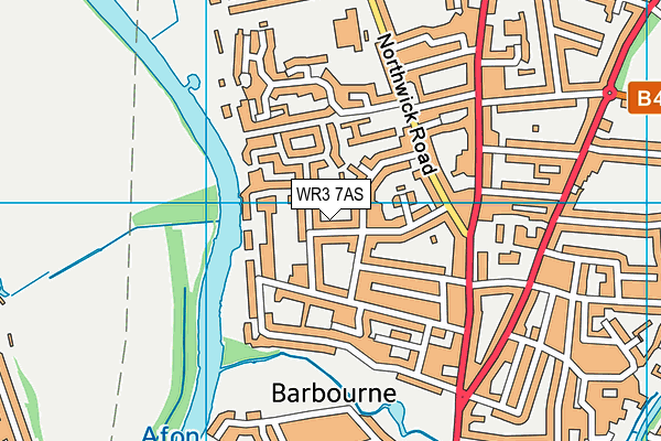 WR3 7AS map - OS VectorMap District (Ordnance Survey)