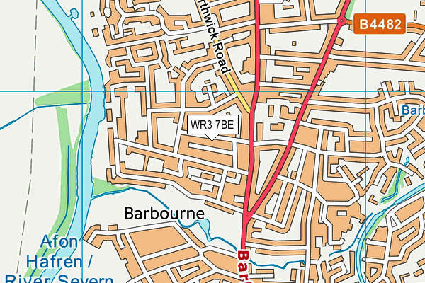 WR3 7BE map - OS VectorMap District (Ordnance Survey)
