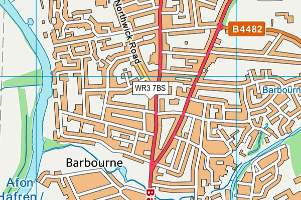 WR3 7BS map - OS VectorMap District (Ordnance Survey)