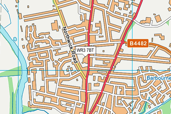 WR3 7BT map - OS VectorMap District (Ordnance Survey)