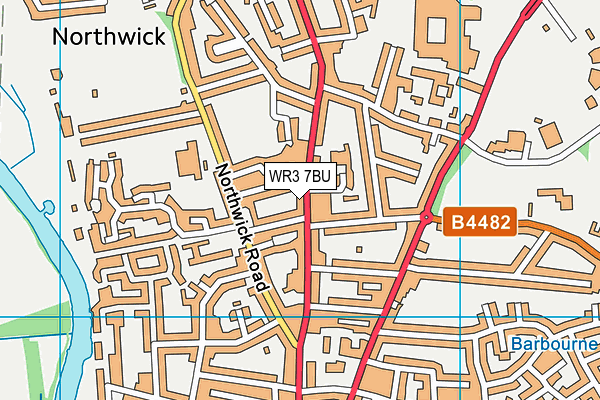 WR3 7BU map - OS VectorMap District (Ordnance Survey)