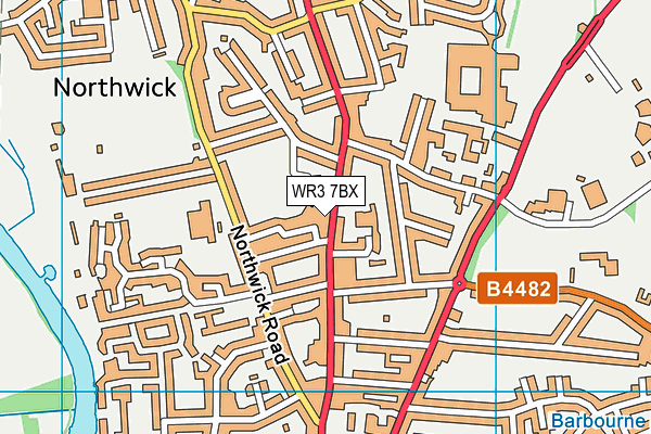 WR3 7BX map - OS VectorMap District (Ordnance Survey)