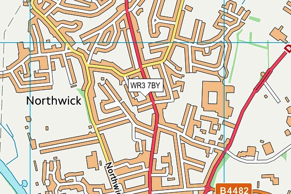 WR3 7BY map - OS VectorMap District (Ordnance Survey)