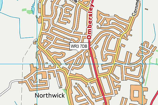 WR3 7DB map - OS VectorMap District (Ordnance Survey)