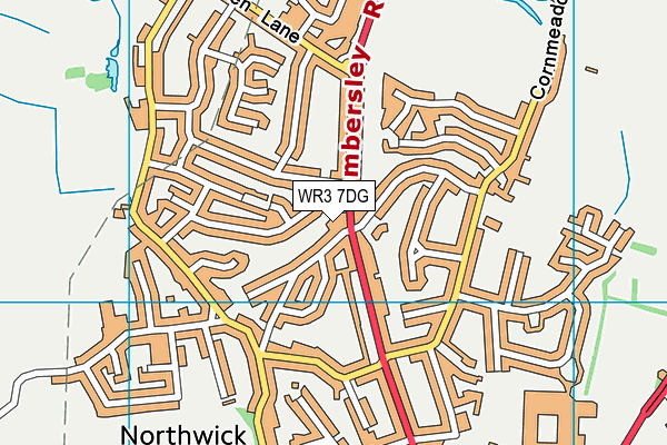 WR3 7DG map - OS VectorMap District (Ordnance Survey)
