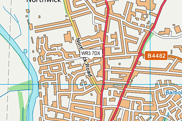 WR3 7DX map - OS VectorMap District (Ordnance Survey)