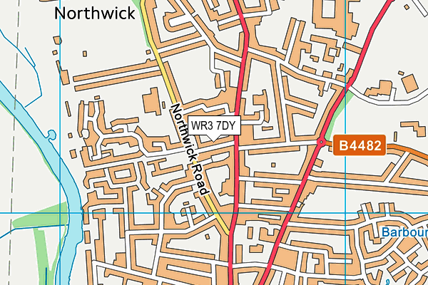 WR3 7DY map - OS VectorMap District (Ordnance Survey)