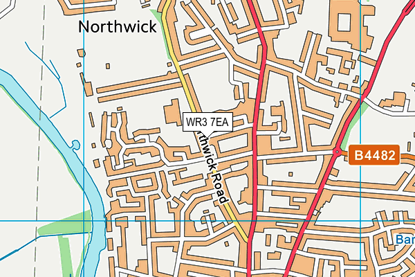 WR3 7EA map - OS VectorMap District (Ordnance Survey)