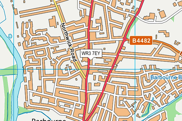 WR3 7EY map - OS VectorMap District (Ordnance Survey)
