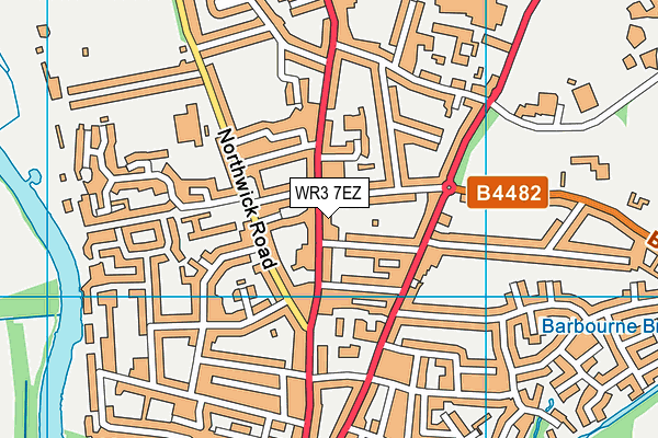 WR3 7EZ map - OS VectorMap District (Ordnance Survey)