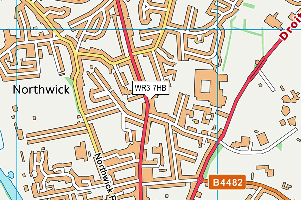 WR3 7HB map - OS VectorMap District (Ordnance Survey)