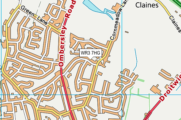WR3 7HG map - OS VectorMap District (Ordnance Survey)