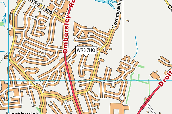 WR3 7HQ map - OS VectorMap District (Ordnance Survey)