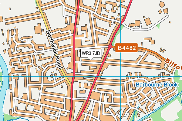 WR3 7JD map - OS VectorMap District (Ordnance Survey)