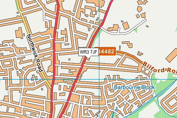 WR3 7JF map - OS VectorMap District (Ordnance Survey)