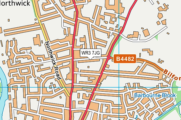 WR3 7JG map - OS VectorMap District (Ordnance Survey)