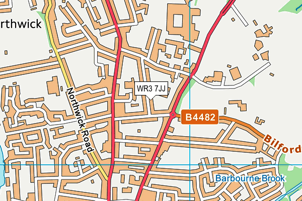 WR3 7JJ map - OS VectorMap District (Ordnance Survey)