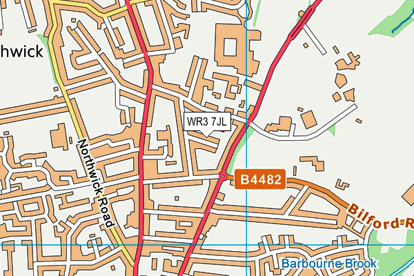 WR3 7JL map - OS VectorMap District (Ordnance Survey)