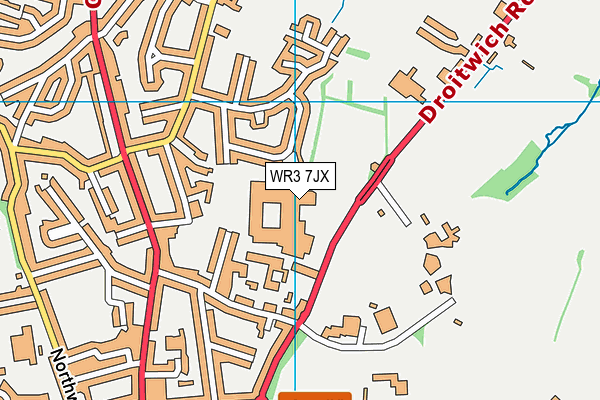 WR3 7JX map - OS VectorMap District (Ordnance Survey)