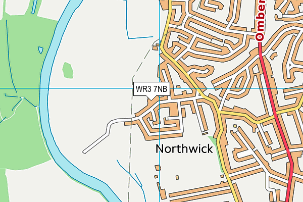 WR3 7NB map - OS VectorMap District (Ordnance Survey)
