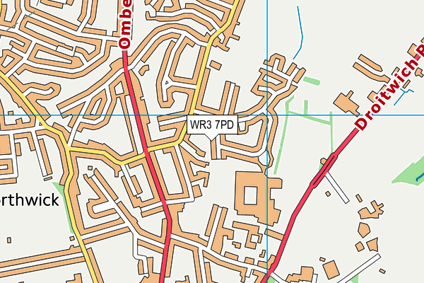 WR3 7PD map - OS VectorMap District (Ordnance Survey)