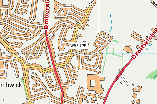 WR3 7PE map - OS VectorMap District (Ordnance Survey)