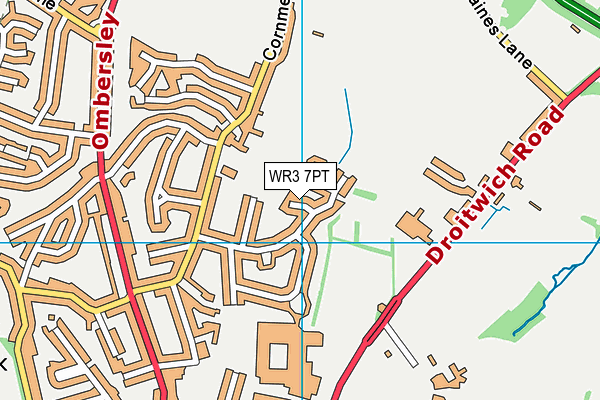 WR3 7PT map - OS VectorMap District (Ordnance Survey)