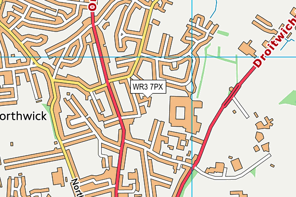 WR3 7PX map - OS VectorMap District (Ordnance Survey)