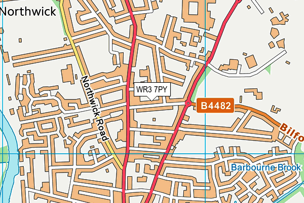 WR3 7PY map - OS VectorMap District (Ordnance Survey)