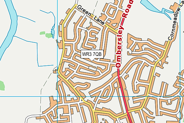 WR3 7QB map - OS VectorMap District (Ordnance Survey)