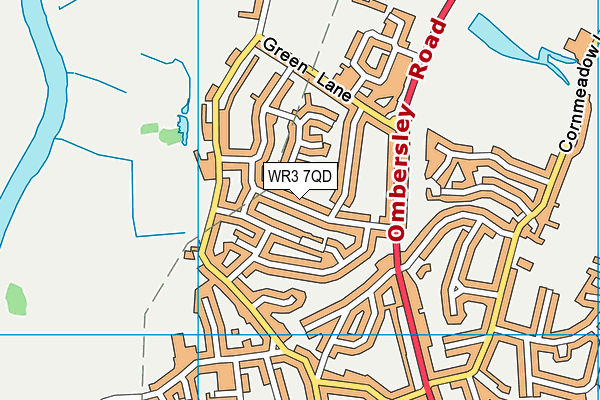 WR3 7QD map - OS VectorMap District (Ordnance Survey)