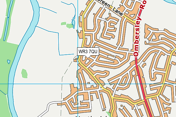WR3 7QU map - OS VectorMap District (Ordnance Survey)