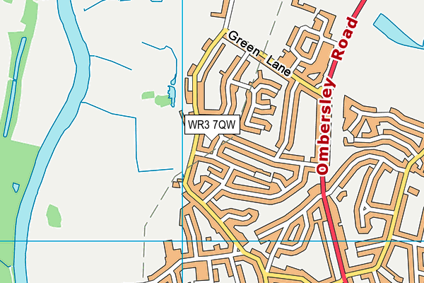 WR3 7QW map - OS VectorMap District (Ordnance Survey)