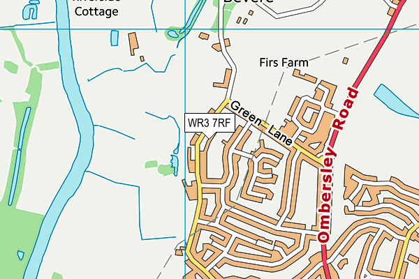 WR3 7RF map - OS VectorMap District (Ordnance Survey)