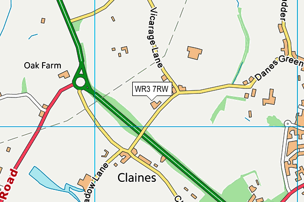 Claines CofE Primary School map (WR3 7RW) - OS VectorMap District (Ordnance Survey)