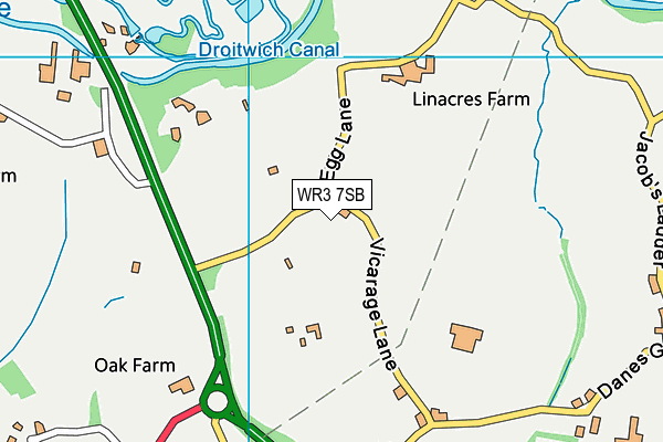 WR3 7SB map - OS VectorMap District (Ordnance Survey)