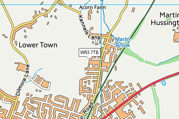 WR3 7TB map - OS VectorMap District (Ordnance Survey)
