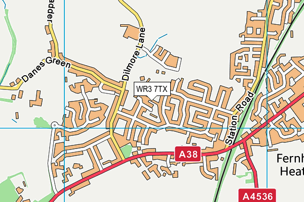 WR3 7TX map - OS VectorMap District (Ordnance Survey)