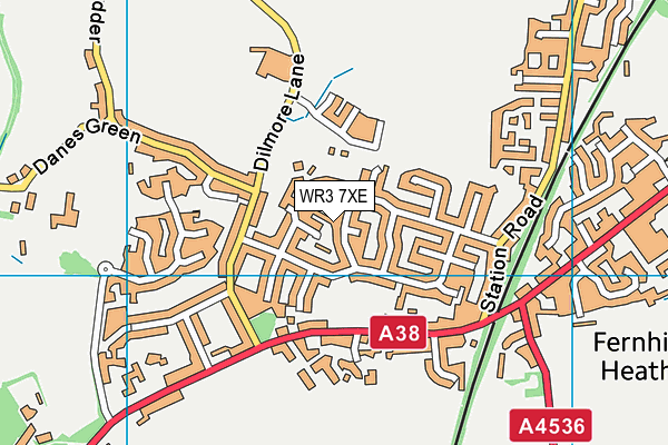 WR3 7XE map - OS VectorMap District (Ordnance Survey)