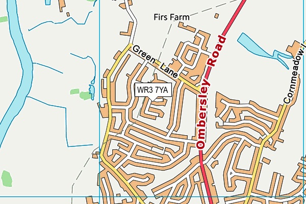 WR3 7YA map - OS VectorMap District (Ordnance Survey)