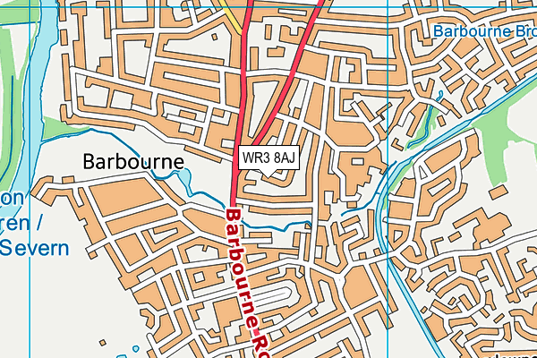 WR3 8AJ map - OS VectorMap District (Ordnance Survey)