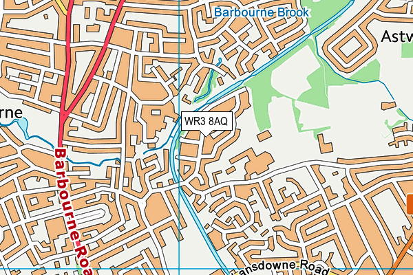 WR3 8AQ map - OS VectorMap District (Ordnance Survey)
