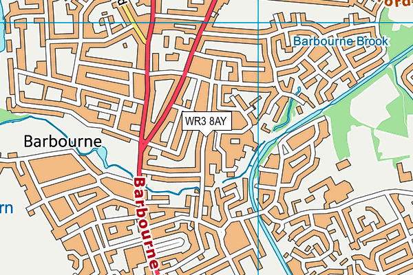 WR3 8AY map - OS VectorMap District (Ordnance Survey)