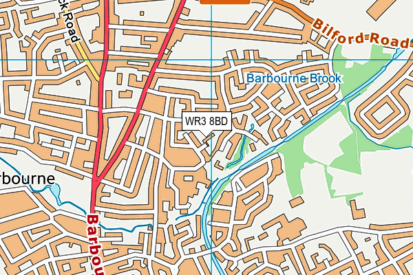 WR3 8BD map - OS VectorMap District (Ordnance Survey)