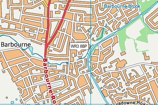 WR3 8BP map - OS VectorMap District (Ordnance Survey)
